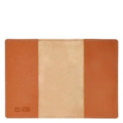 Passport holder in leather color caramel