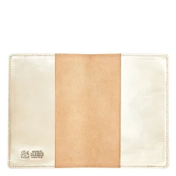 Passport holder in metallic leather color metallic platinum