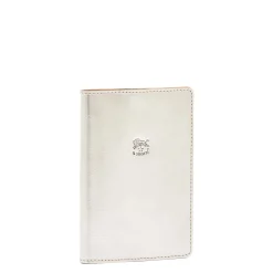 Passport holder in metallic leather color metallic silver