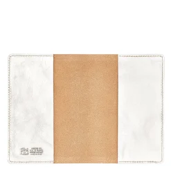 Passport holder in metallic leather color metallic silver