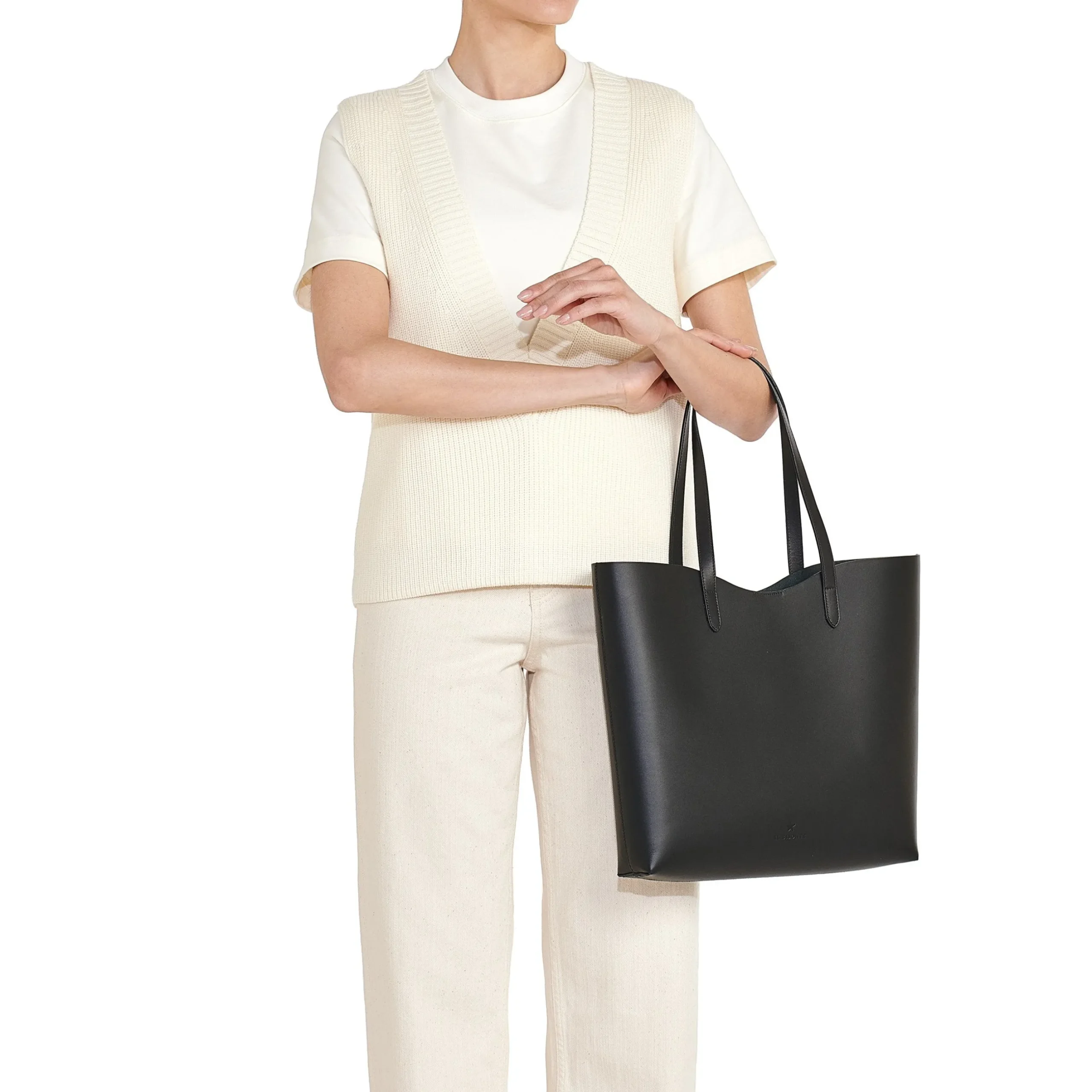 Roseto Women's tote bag in leather color black