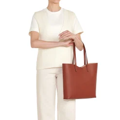 Roseto Women's tote bag in leather color red ruggine