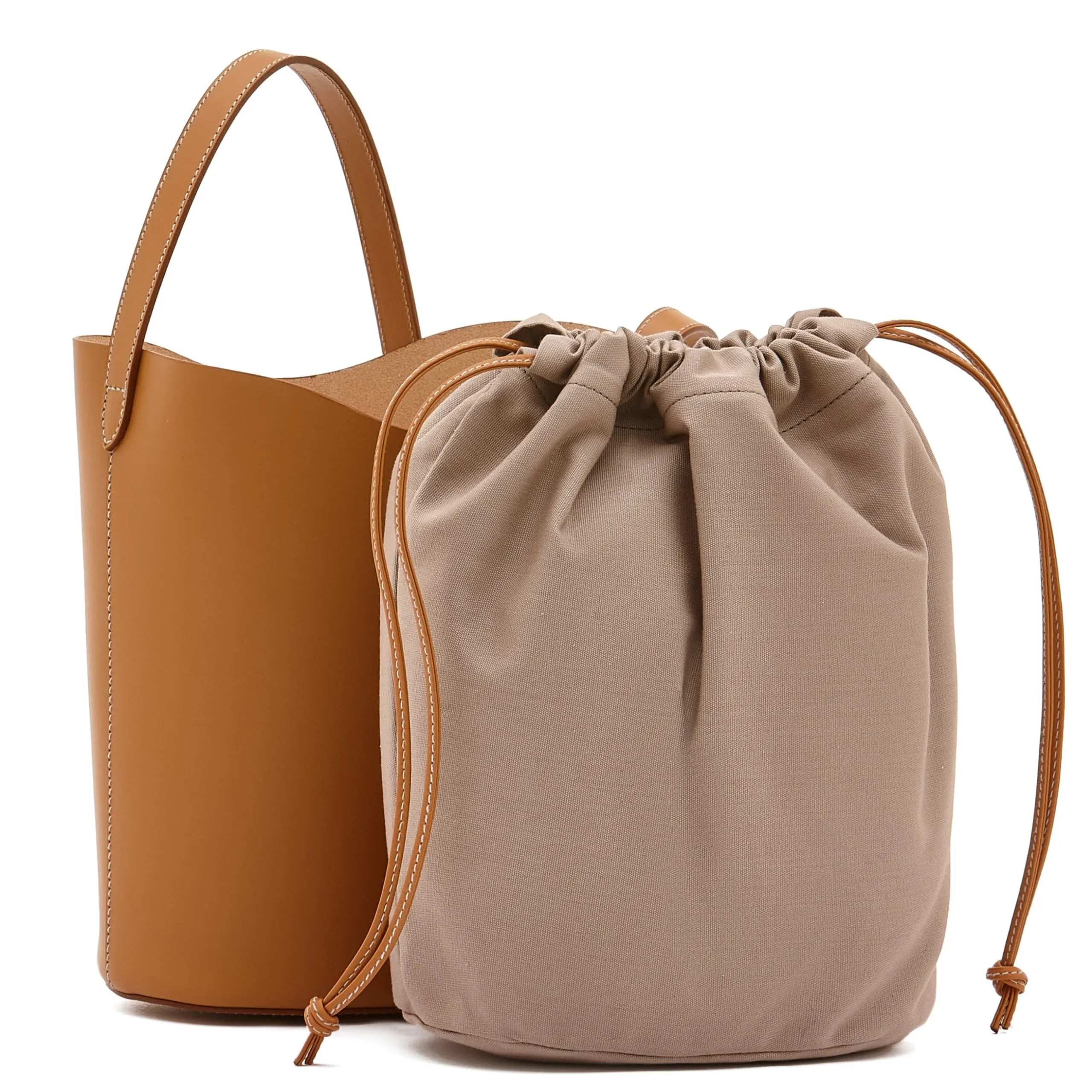 Roseto Women's bucket bag in leather color natural