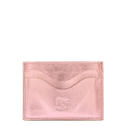 Salina Card case in metallic leather color pink