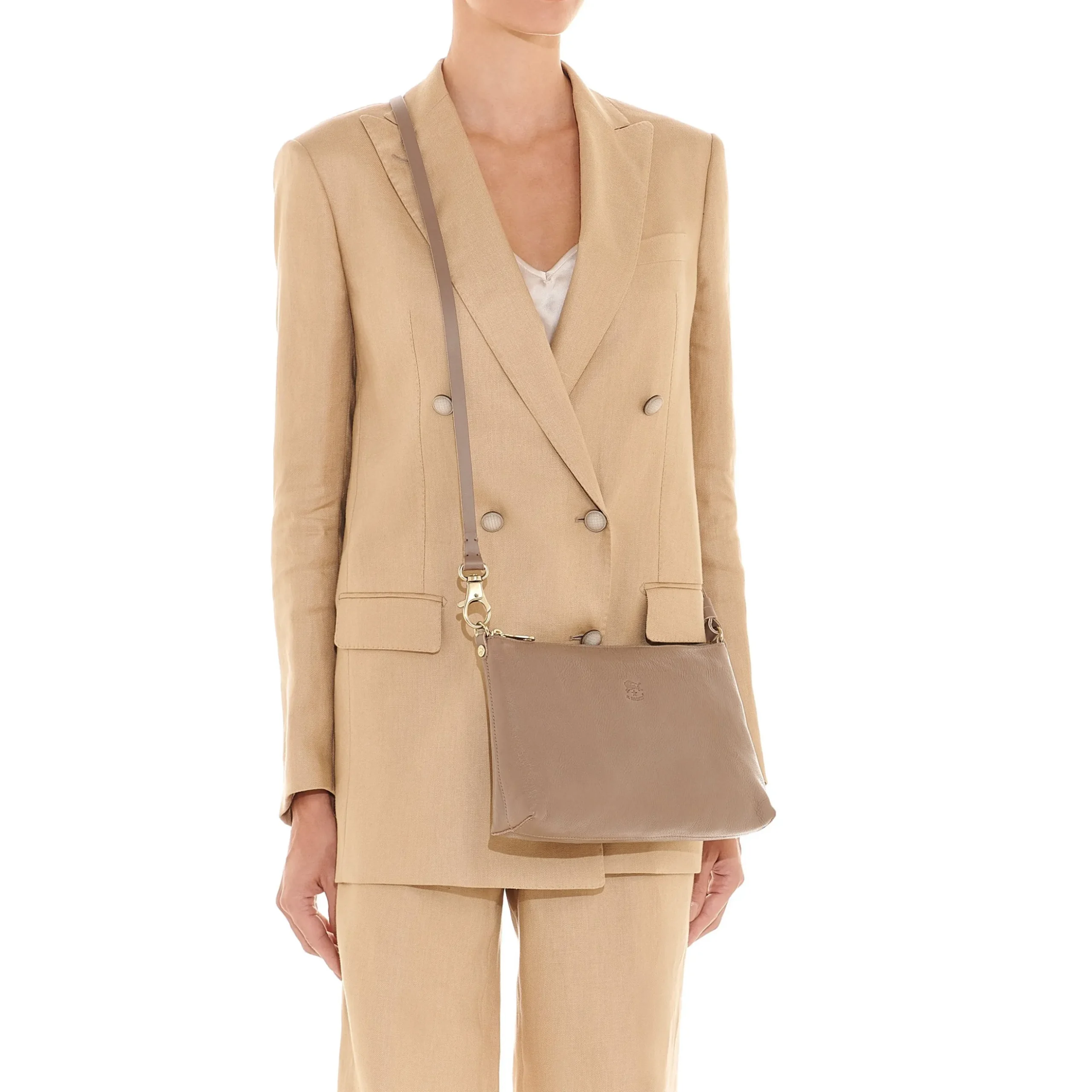 Salina Women's shoulder bag in leather color light grey