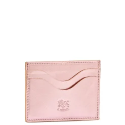Salina Card case in metallic leather color pink