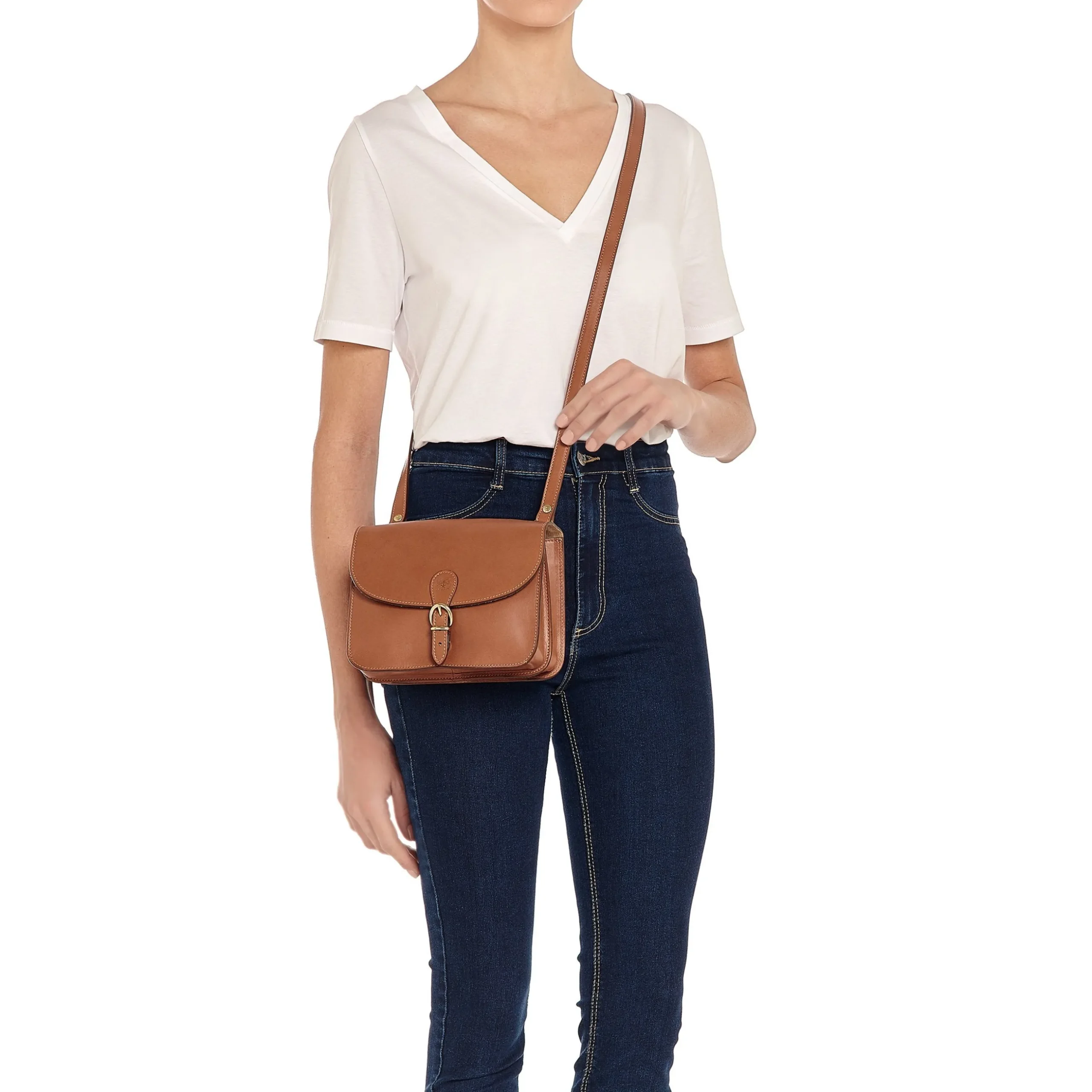 Salina Women's crossbody bag in leather color chocolate