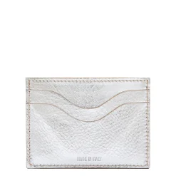 Salina Card case in metallic leather color metallic silver