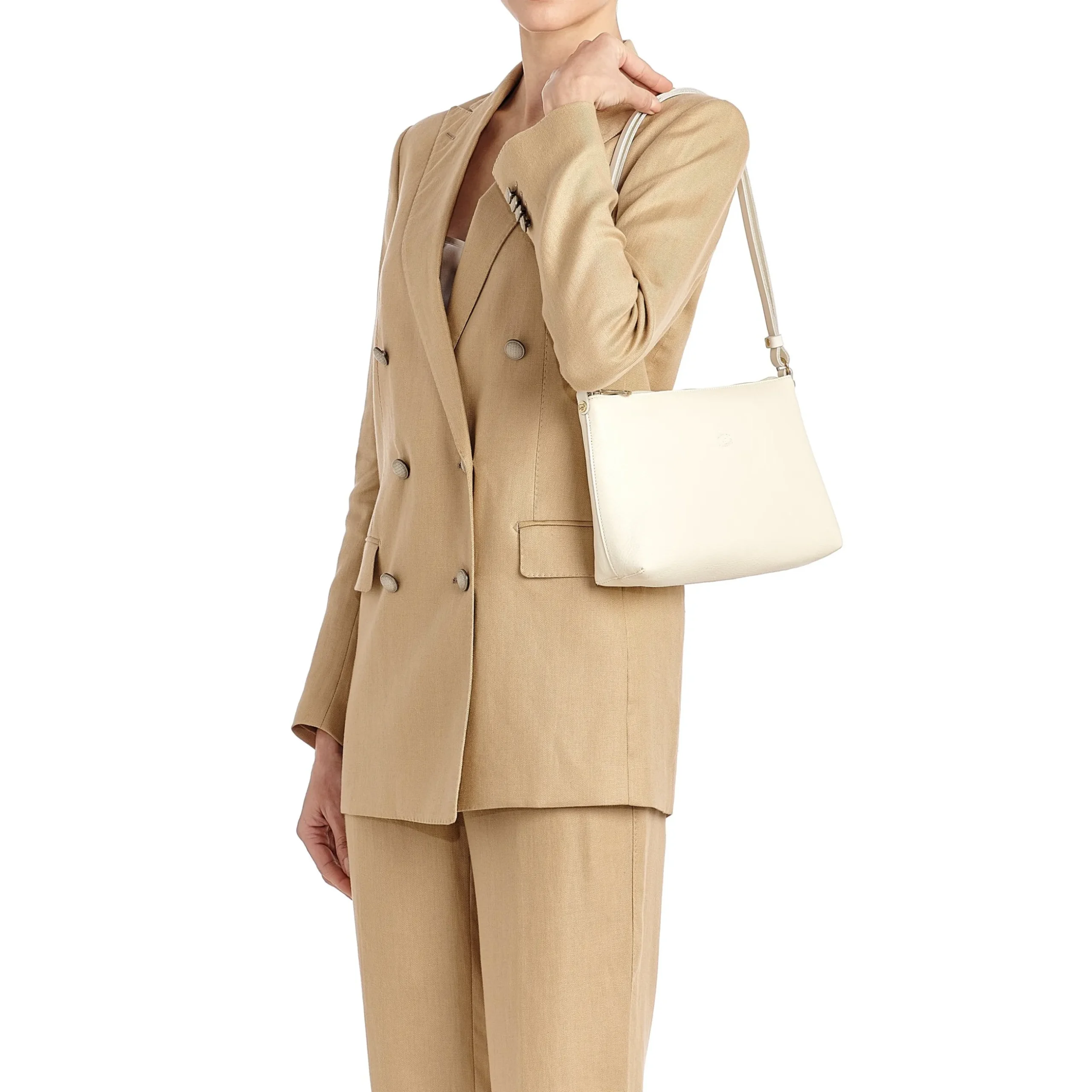 Salina Women's shoulder bag in leather color white