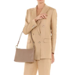 Salina Women's shoulder bag in leather color light grey