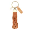 Saturnia Keyring in leather color caramel