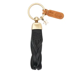 Saturnia Keyring in leather color black