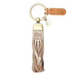 Saturnia Keyring in metallic leather color metallic bronze
