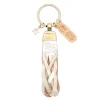Saturnia Keyring in metallic leather color metallic platinum