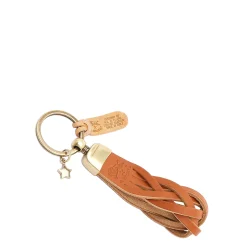 Saturnia Keyring in leather color caramel