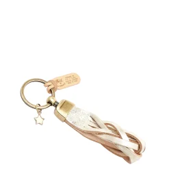 Saturnia Keyring in metallic leather color metallic platinum