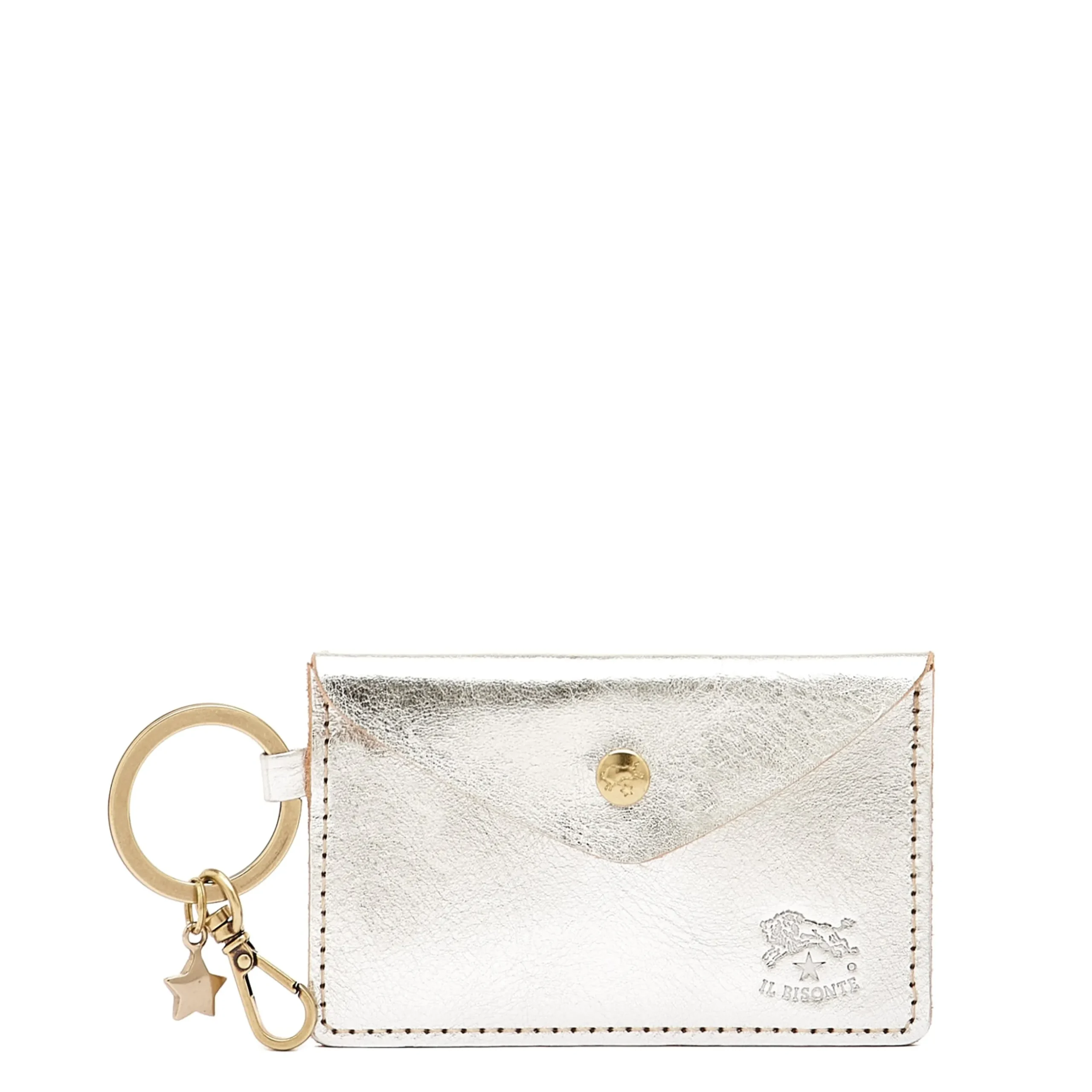 Scarlino Women's keyring in metallic leather color metallic silver