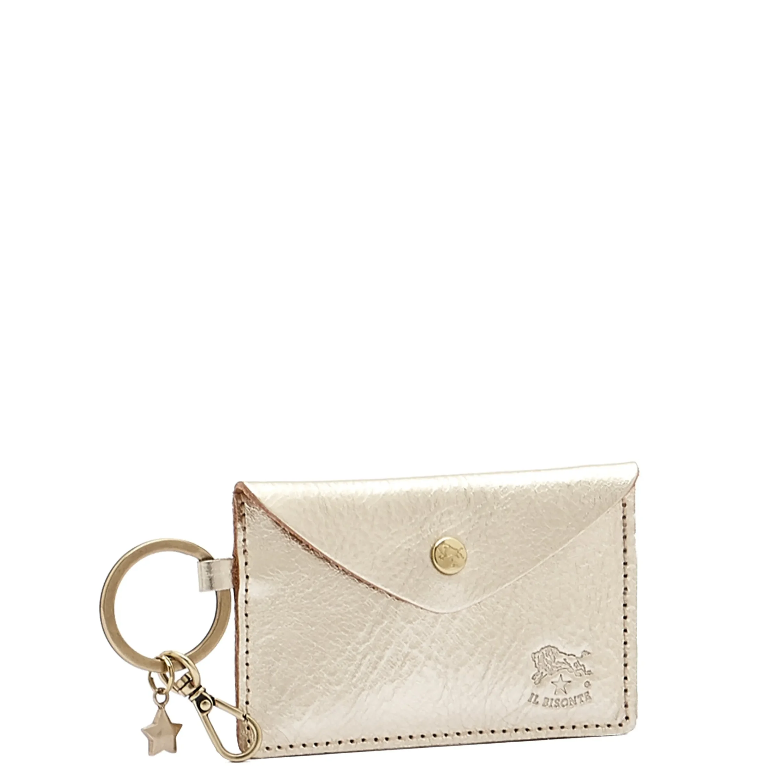 Scarlino Women's keyring in metallic leather color metallic platinum