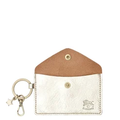 Scarlino Women's keyring in metallic leather color metallic platinum