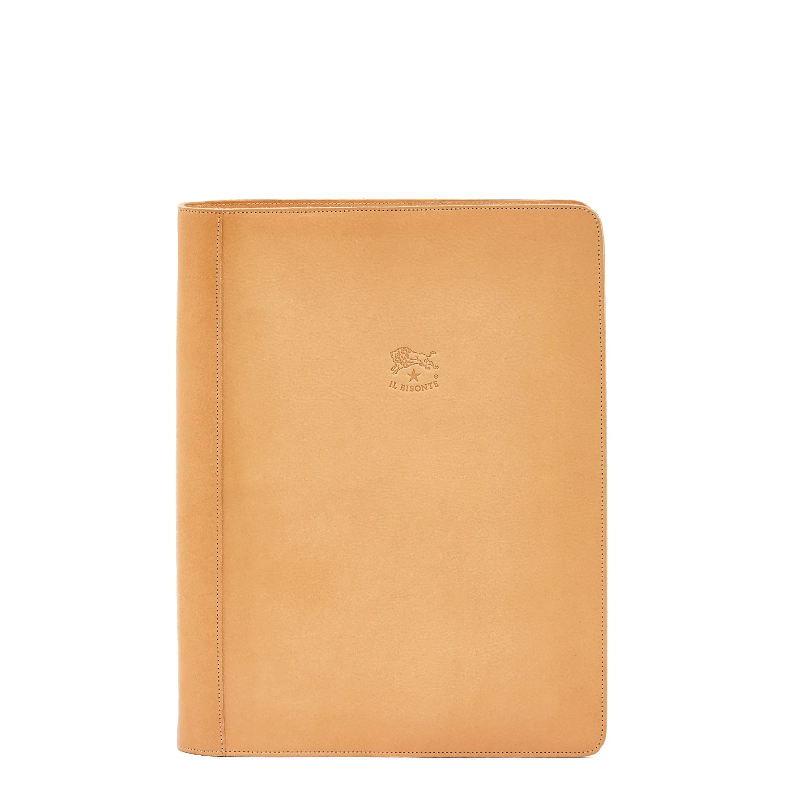 Script binder in leather color natural