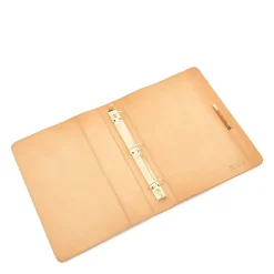Script binder in leather color natural