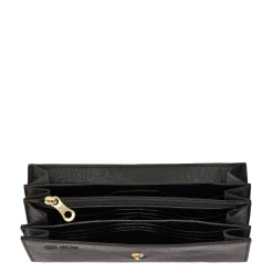 Siena Women's continental wallet in leather color black