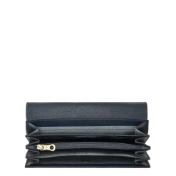 Siena Women's continental wallet in leather color blue