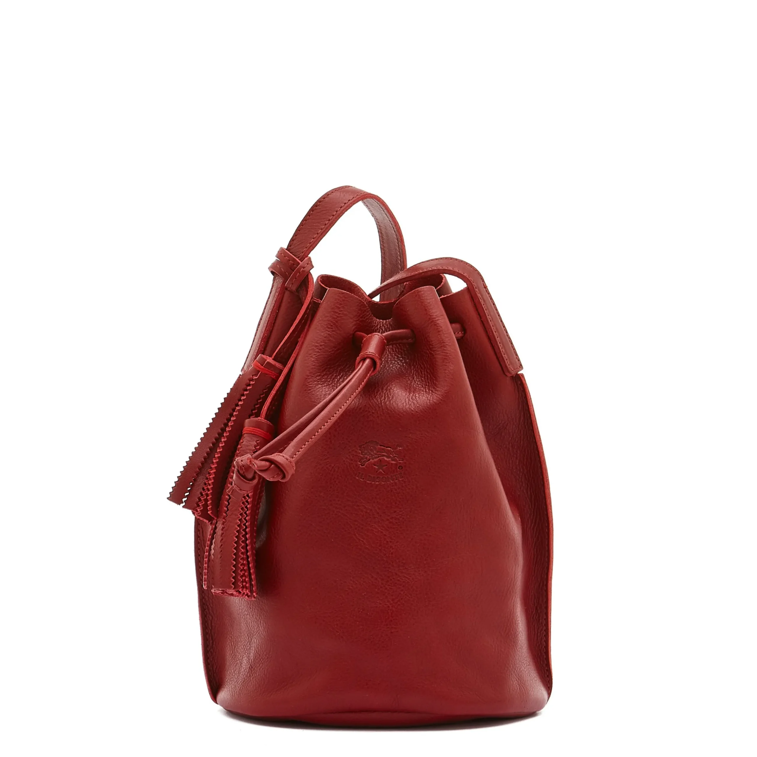 Silvia Women's bucket bag in leather color red