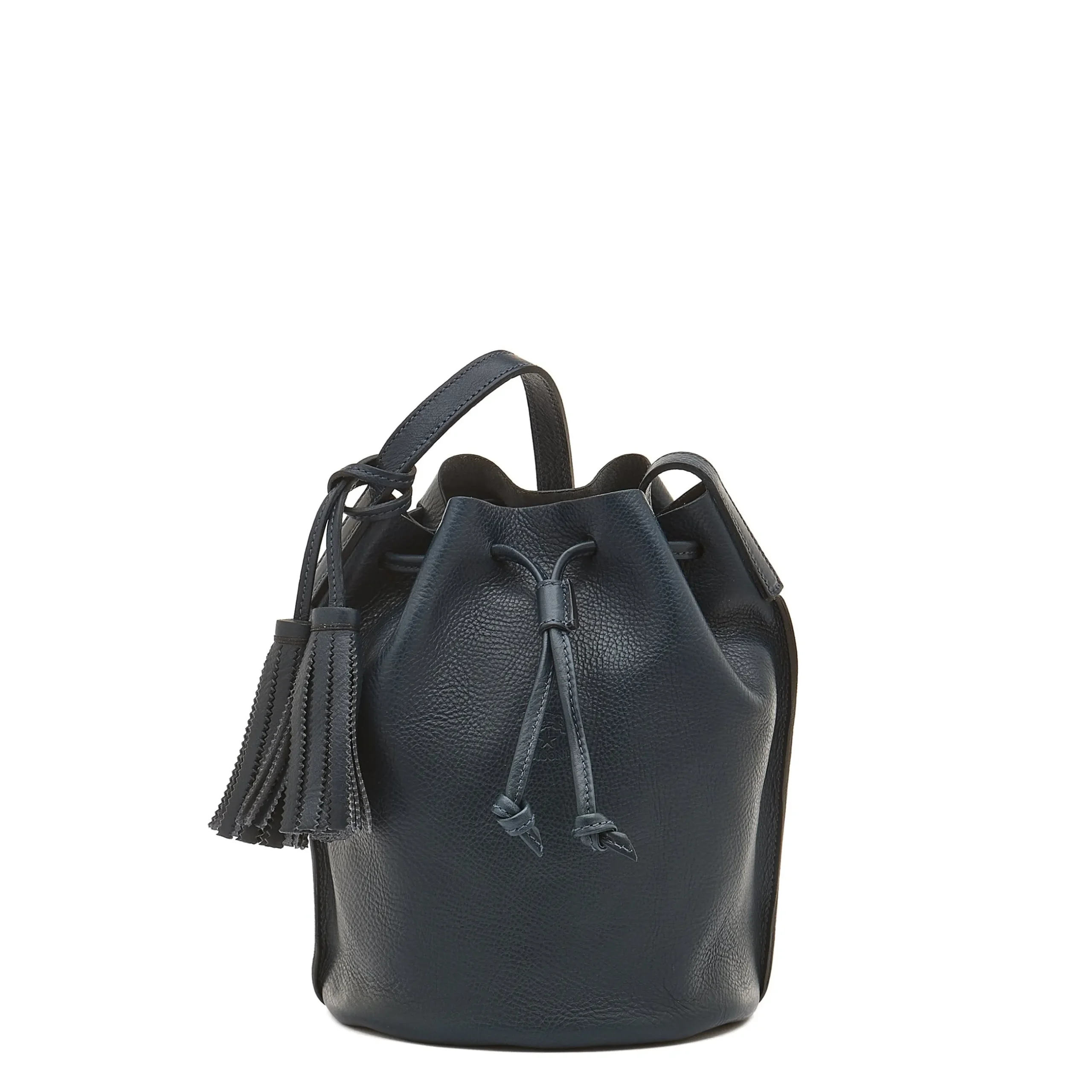 Silvia Women's bucket bag in leather color blue