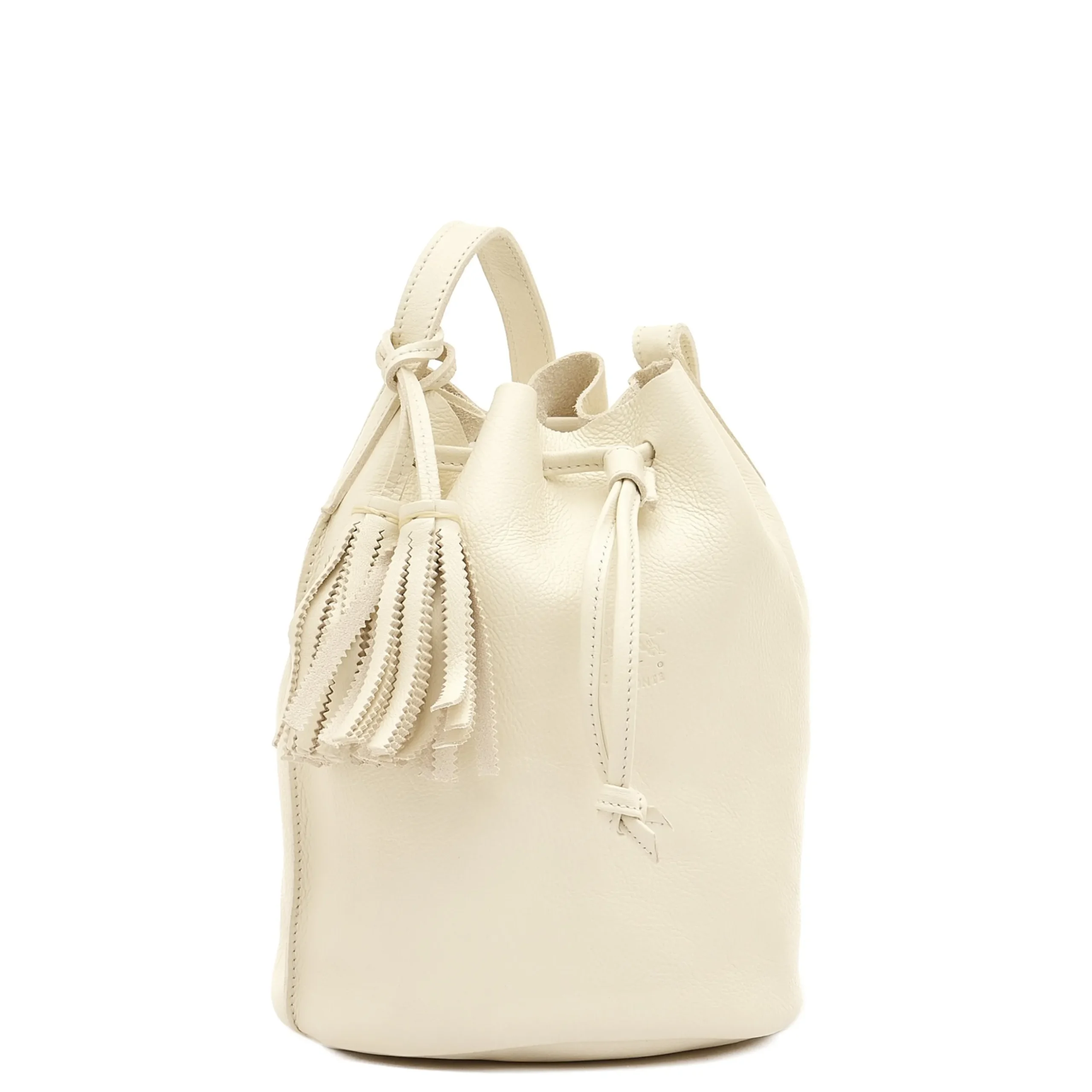 Silvia Women's bucket bag in leather color milk