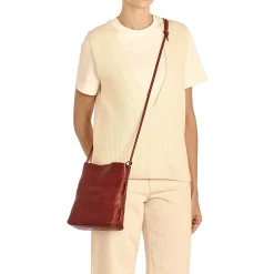 Snodo Women's shoulder bag in vintage leather color sepia