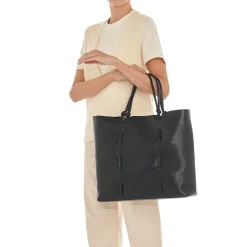 Snodo Women's tote bag in vintage leather color black