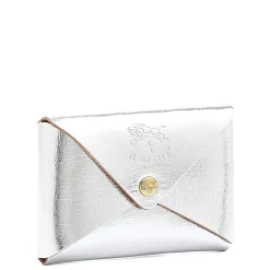 Sovana Card case in metallic leather color metallic silver