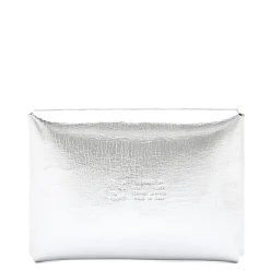 Sovana Card case in metallic leather color metallic silver
