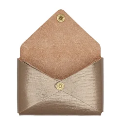 Sovana Card case in metallic leather color metallic bronze