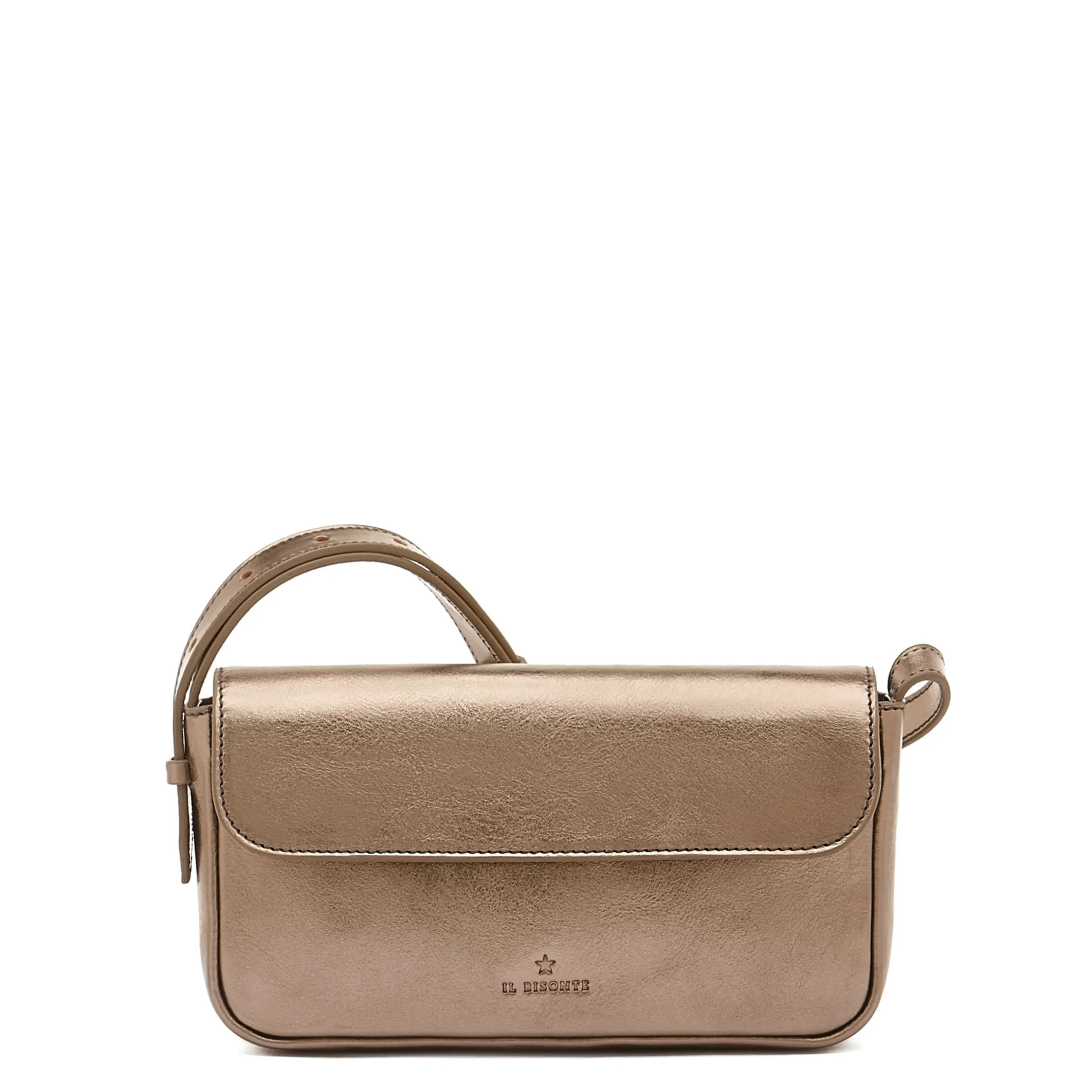Studio Women's crossbody bag in metallic leather color metallic bronze