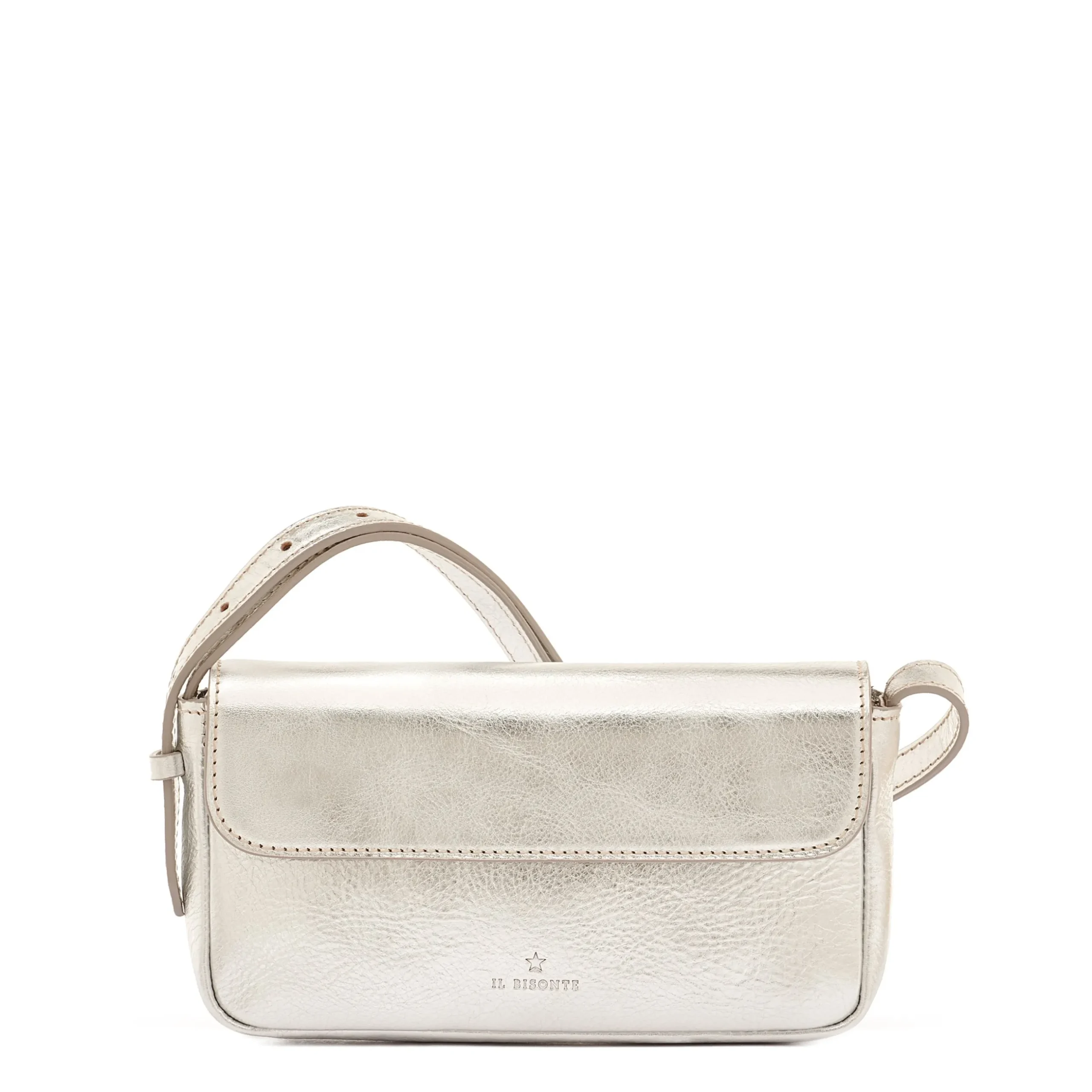 Studio Women's crossbody bag in metallic leather color metallic silver