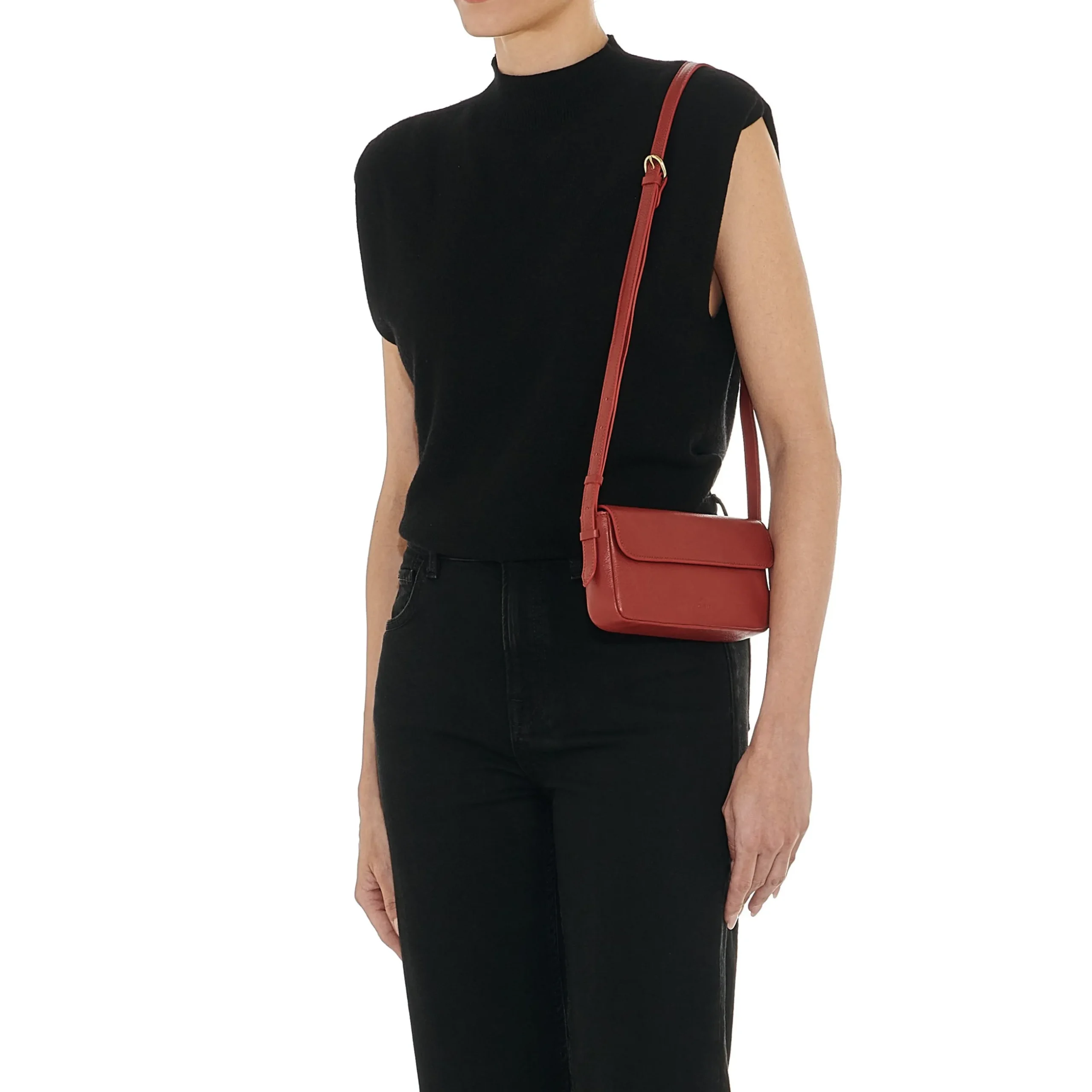 Studio Women's crossbody bag in leather color red