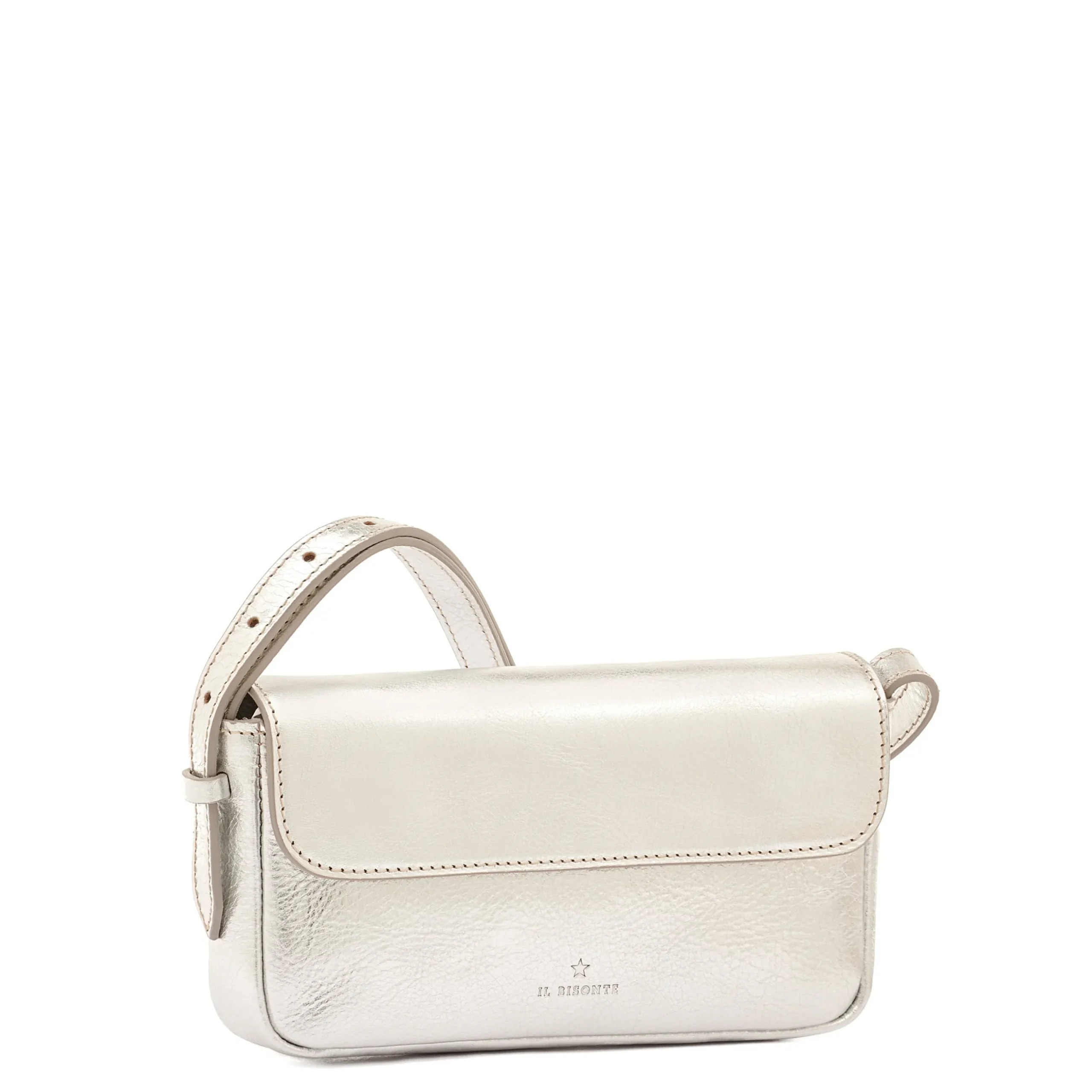 Studio Women's crossbody bag in metallic leather color metallic silver