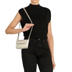 Studio Women's crossbody bag in metallic leather color metallic silver