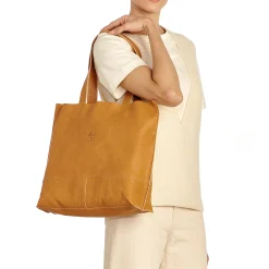 Talamone Women's tote bag in vintage leather color natural