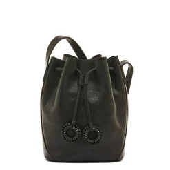 Tessa Women's bucket bag in leather color black