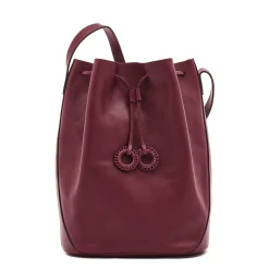 Tessa Women's bucket bag in leather color black cherry