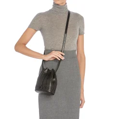 Tessa Women's bucket bag in leather color black