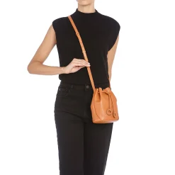 Tessa Women's bucket bag in leather color caramel