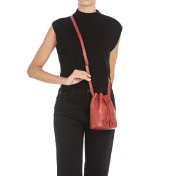 Tessa Women's bucket bag in leather color red