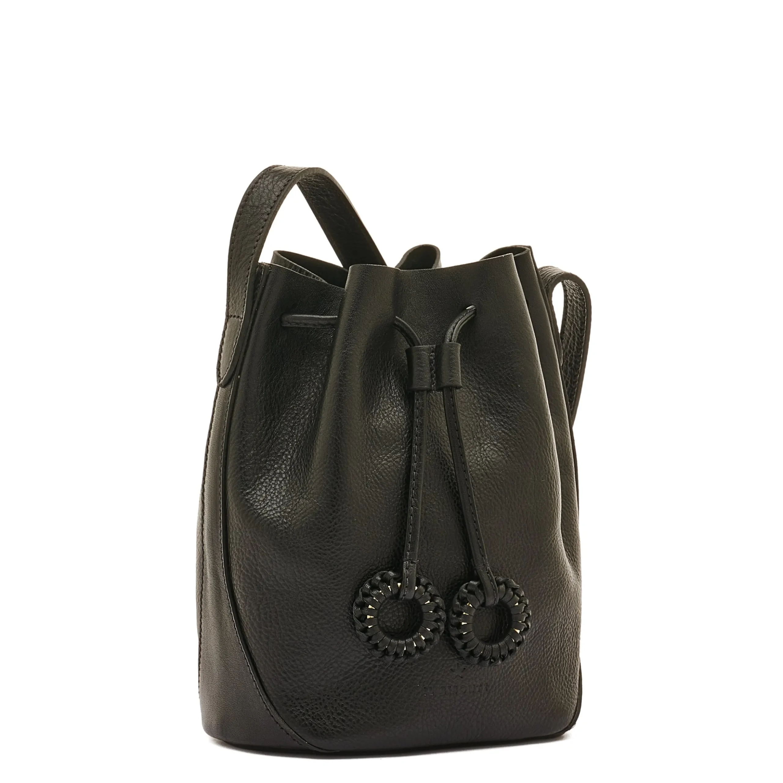 Tessa Women's bucket bag in leather color black