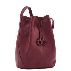 Tessa Women's bucket bag in leather color black cherry
