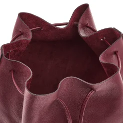 Tessa Women's bucket bag in leather color black cherry