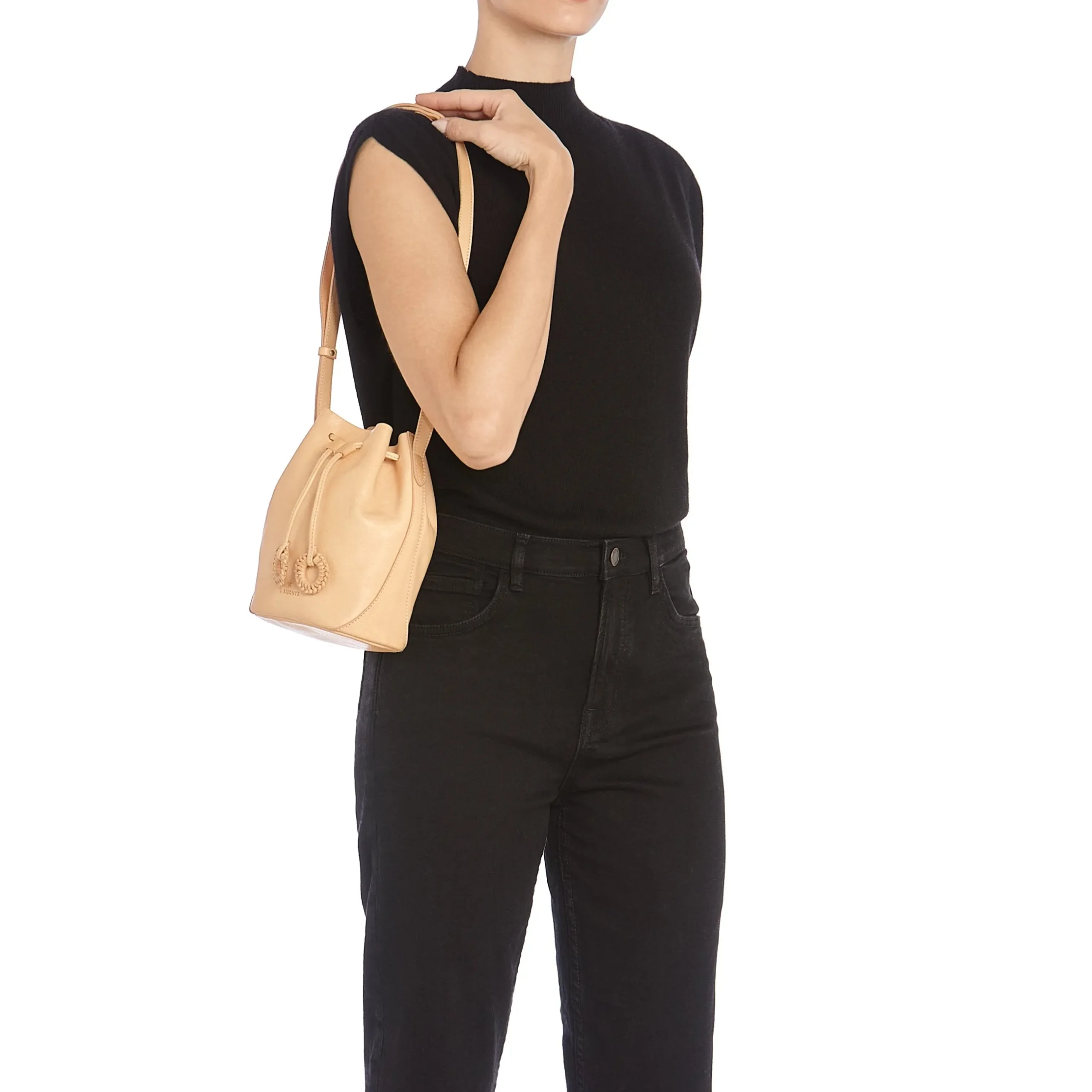 Tessa Women's bucket bag in leather color natural